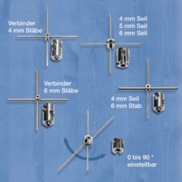 Verbinder für Edelstahlseil und Edelstahlstäbe