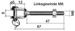 Gabel links für Edelstahlseil