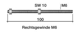 Gewindestange für 4 mm Edelstahlseil rechts