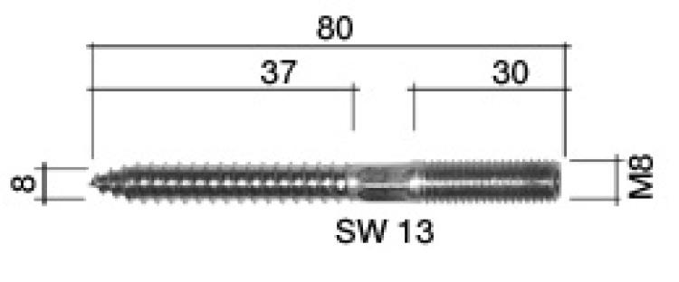Stockschraube M8 x 80