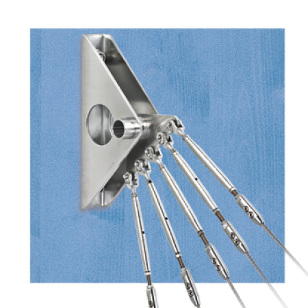 Einfach gewünschte Anwendung auswählen und als Set bestellen: Halter Serie 124 + Fächerset Q für 5 Seile + Befestigungsmittel = Set