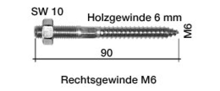 Stockschraube M6 x 90