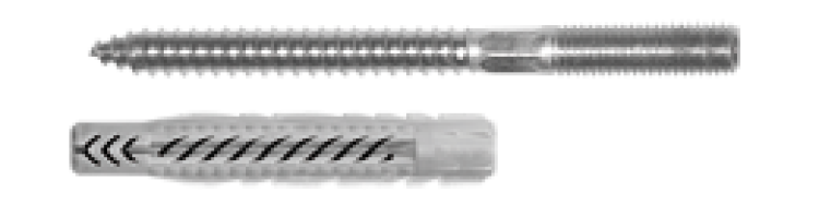 Edelstahl-Stockschraube M10 und Dübel